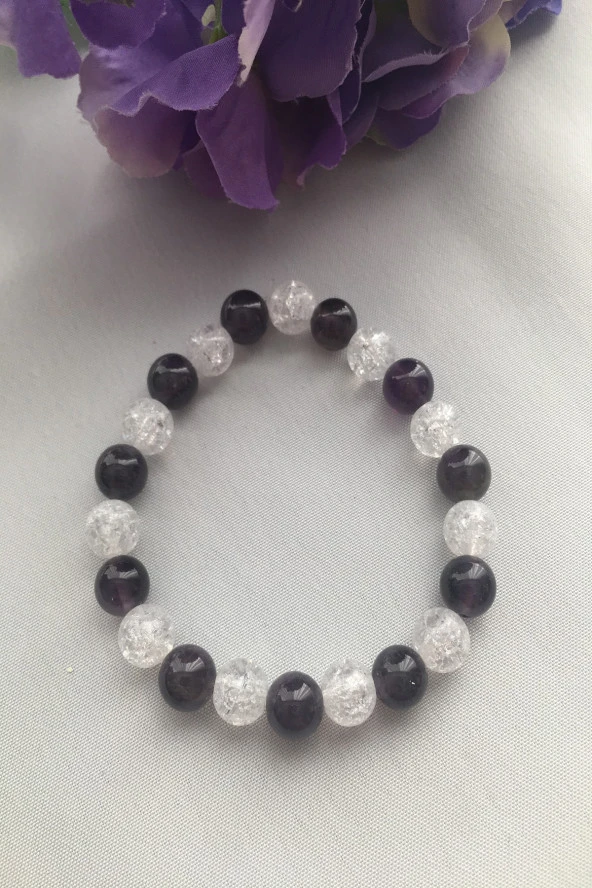 Sertifikalı Ametist - Necef Doğaltaş Bileklik - 2