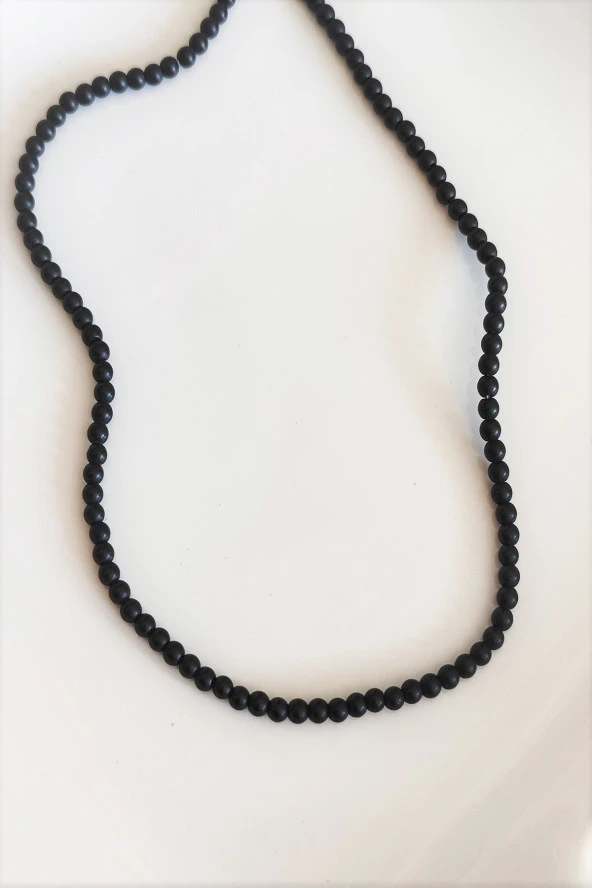 4 MM MAT ONİKS DOĞAL TAŞ KOLYE