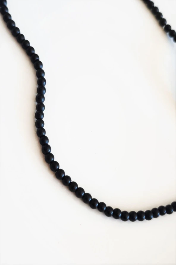 4 MM MAT ONİKS DOĞAL TAŞ KOLYE - 2