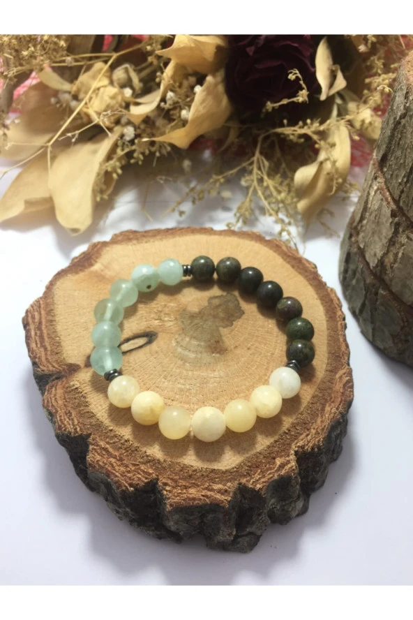 Unisex Balık Burcu 3lü (kalsit, Florit. Kantaşı) Doğal Taş Bileklik