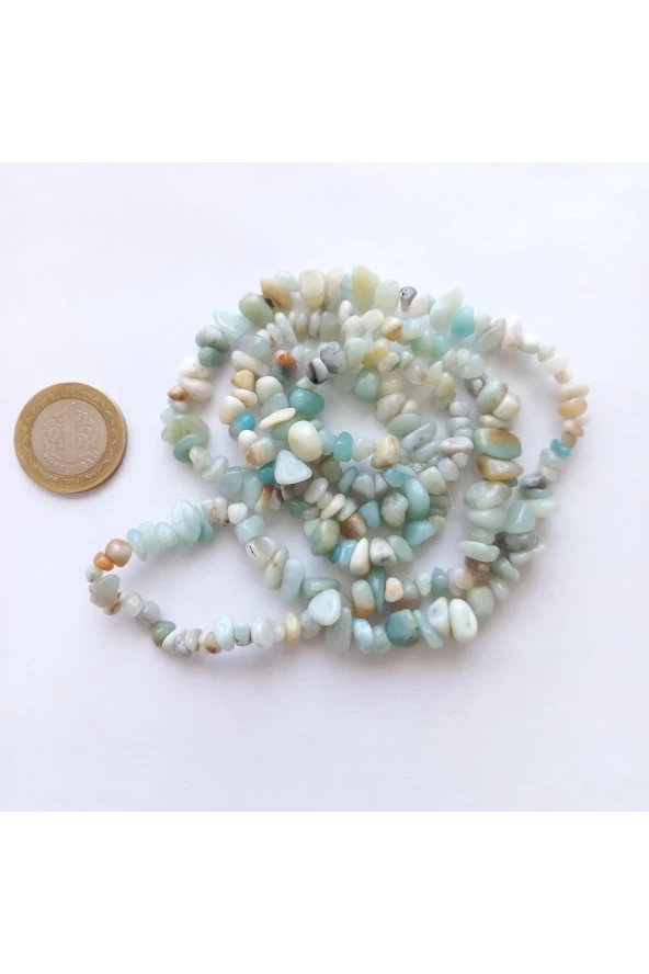 Amazonit Taşı Kırık Taş Doğal Taş Dizi Boncuk ( 80 CM)