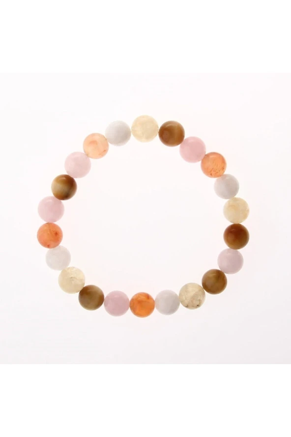 Ay Taşı, Dönüşümlü Sitrin, Pembe Kuvars, Kaplan Gözü, Karnelyan Akik Doğal Taş 8 Mm Bil - 2