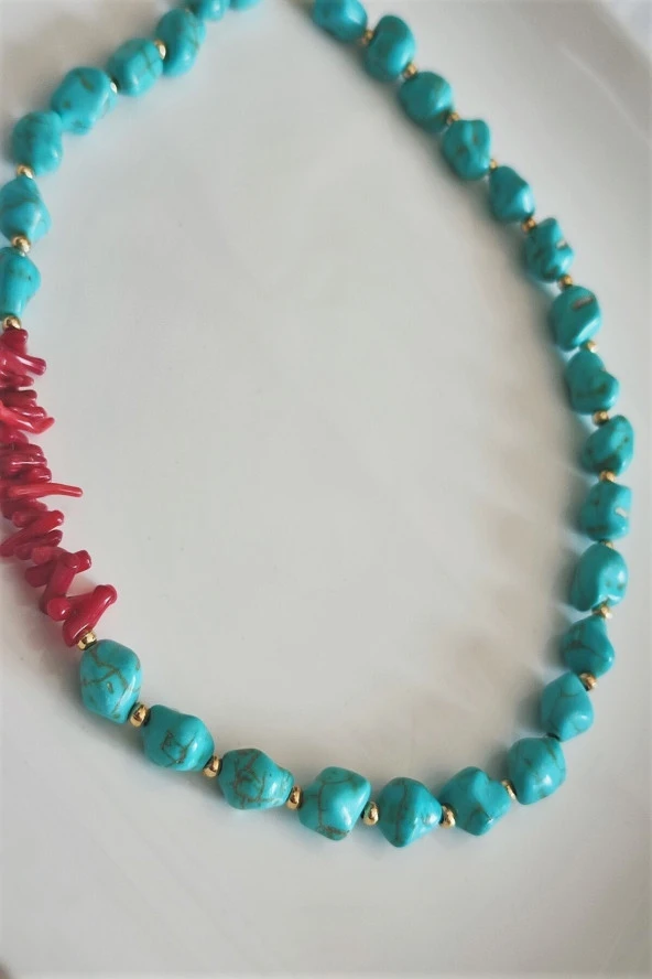 Turkuaz, Mercan Doğaltaş Kolye - 2