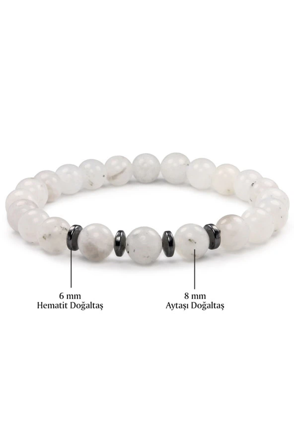 Ay Taşı - Hematit Doğal Taş Bileklik 8 Mm