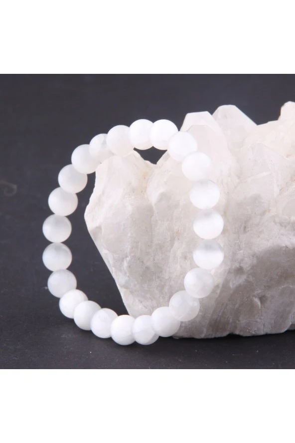 Selenit Doğal Taş Bileklik 8 mm - 2