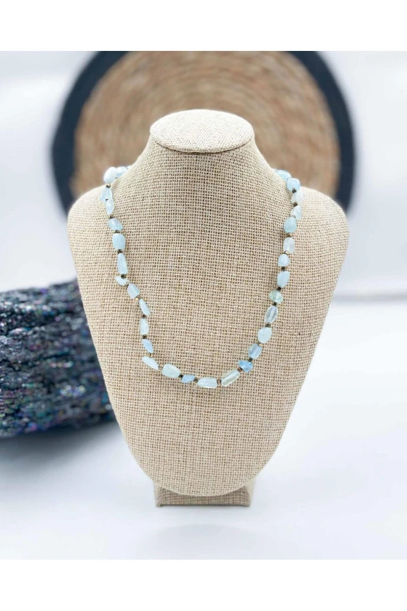 AKUAMARİN DOĞAL TAŞ KOLYE TIMBIL KESİM