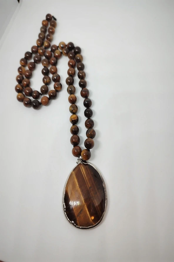 Sertifikalı Kaplangözü Uçlu Kaplangözü Doğaltaş Kolye - 2