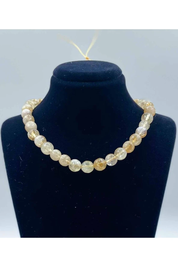 Sitrin Doğal Taş Kolye 8 Mm Küre Faset Kesim