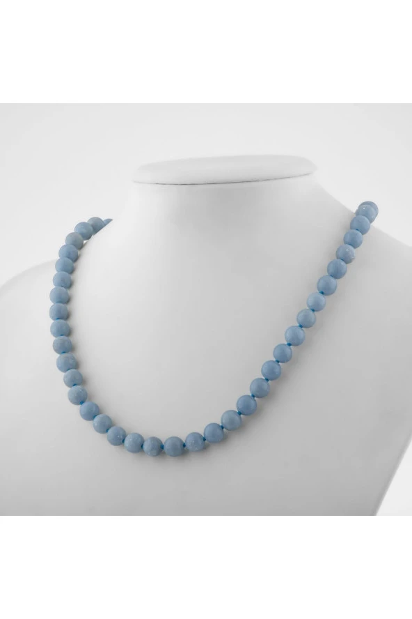 Anjelit 8 Mm Düğümlü Doğal Taş Kolye