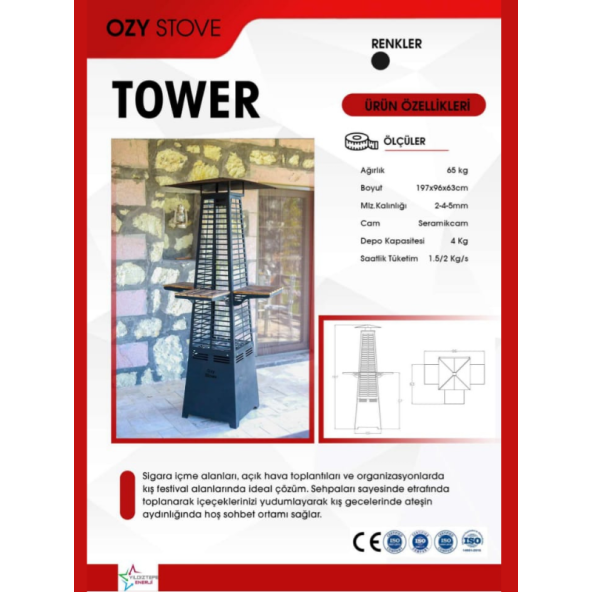 OZYSTOVE Tower Pelet Sobası - 5
