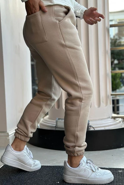 Slimfit Paça Lastikli 3 İplik İçi Şardonlu (Polarlı ) Kışlık Spor Eşofman Altı - Resim 2