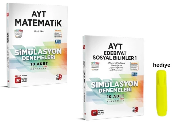 3D Yayınları AYT Eşit Ağırlık Matematik Edebiyat Sosyal Bilimler Simülasyon Deneme Seti
