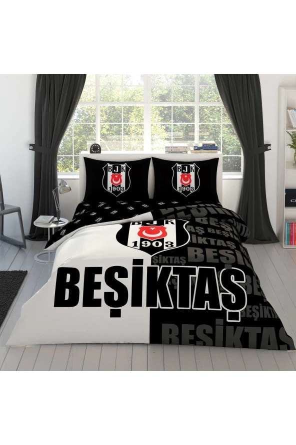 Taç - Beşiktaş Parçalı Logo Lisanslı Çift Kişilik Nevresim Takımı