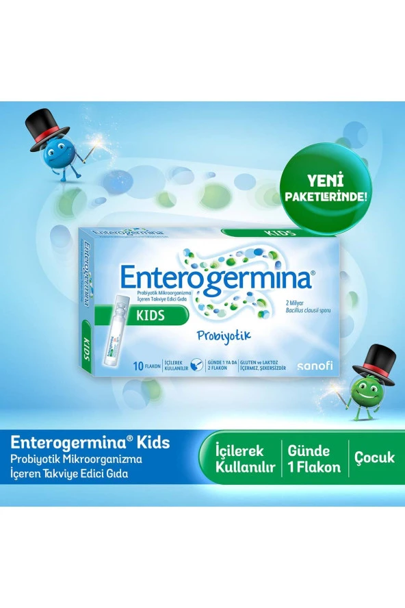 ENTEROGERMİNA Kids 10 Flakon 2 Milyar Bacillus Clausii Sporu İçeren Probiyotik