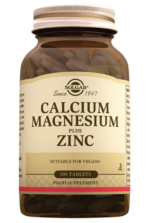 SOLGAR Calcium Magnesium Plus Zinc 100 Tablet(Kalsiyum Magnesyum Magnezyum Plas Zink) Skt:08-2025