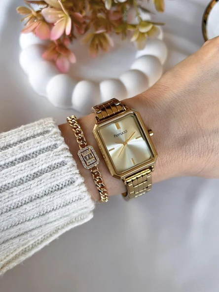 FC.136001.M02 Ferrucci Kadın Kol Saati Çelik Kordon 3 Atm Kararma Renk Atma Yapmaz+Bileklik - Resim 2