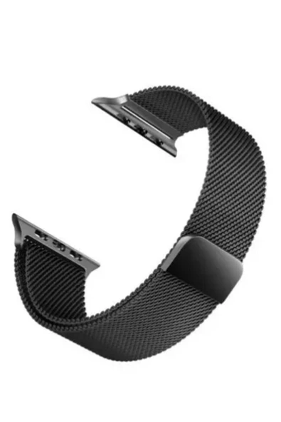 Mopal Apple Watch 2 3 4 5 Uyumlu 42mm Ve 44mm Metal Gümüş Trend Hasır Kordon - 3