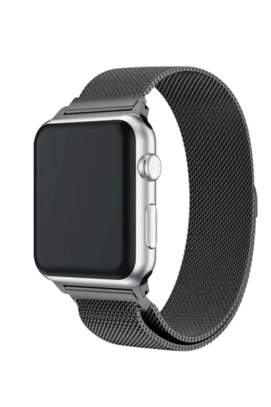 Mopal Apple Watch 2 3 4 5 Uyumlu 42mm Ve 44mm Metal Gümüş Trend Hasır Kordon - 2