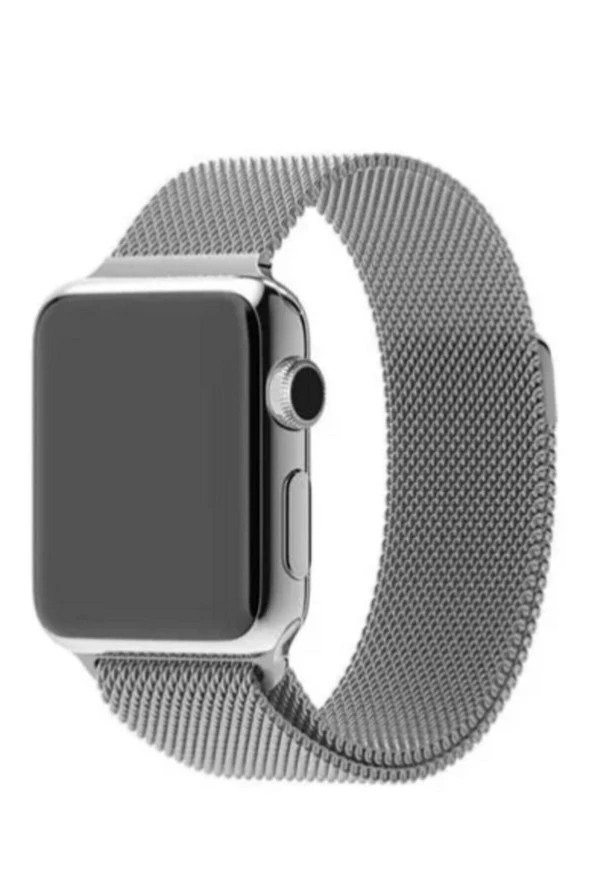 Apple Watch 2 3 4 5 Uyumlu 42mm Ve 44mm Metal Gümüş Trend Hasır Kordon