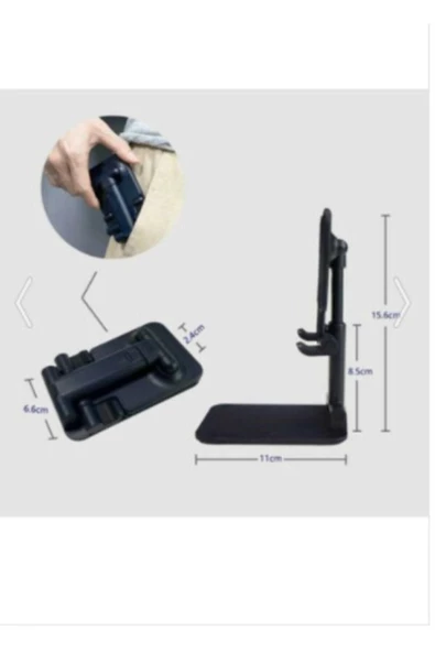 SHOPLİNE Masa Üstü Telefon / Tablet Standı Kademeli Yükseklik Ayarlı Telefon Tutucu Stand - Siyah - 5