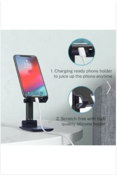 SHOPLİNE Masa Üstü Telefon / Tablet Standı Kademeli Yükseklik Ayarlı Telefon Tutucu Stand - Siyah - 3