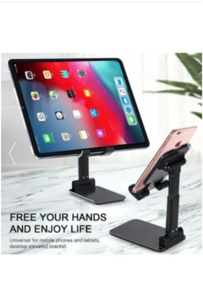 SHOPLİNE Masa Üstü Telefon / Tablet Standı Kademeli Yükseklik Ayarlı Telefon Tutucu Stand - Siyah - 2