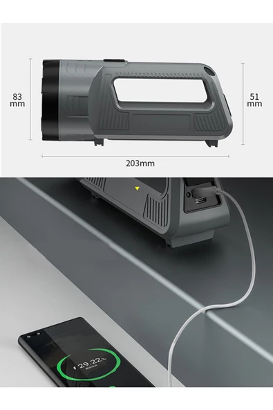 Watton Güçlü Şarjlı Fener Masa Lambası Watton Wt-603 - 2