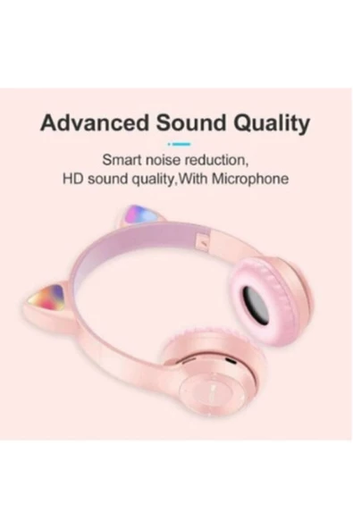gnctech Kablosuz Bluetooth Kulaküstü Kedili P47m Kulaklık Rgb Işıklı Kedi Desenli Kulaklık P47m - 6