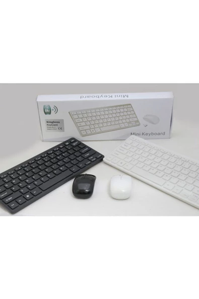 Kingboss Kablosuz Q Türkçe Mini Klavye Mouse Set 2.4ghz Siyah - 2