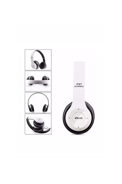 POLYGOLD Bluetooth Kulaklık Mp3 Fm Solo 2 Beats Model Kulaküstü - P47 Beyaz - 2