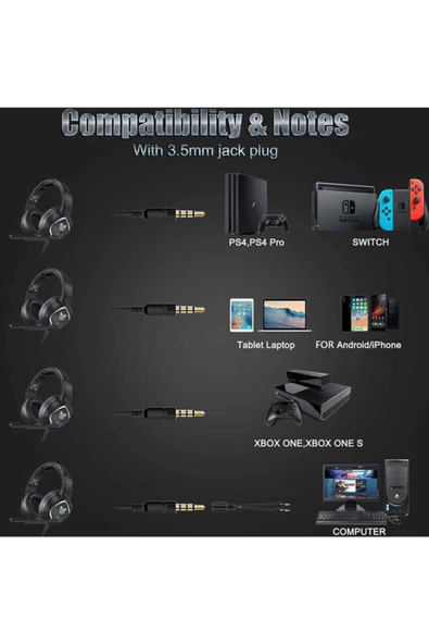 TrendShopping Onikuma K19 Rgb Oyuncu Kulaklığı Yüksek Kaliteli Ses Gürültü Önleyici 3.5mm - Siyah - 6