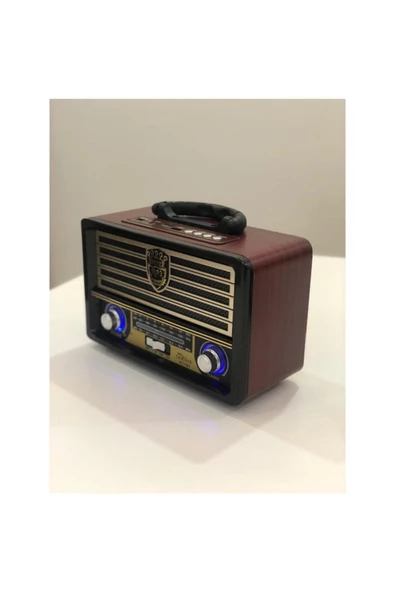 GLR Meier M-113bt Nostaljik Radyo Bluetooth Usb Aux Uzaktan Kumandalı Hoparlör 113 Koyukahve 0381 - 5
