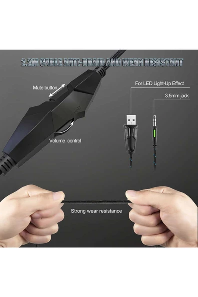 TrendShopping Onikuma K19 Rgb Oyuncu Kulaklığı Yüksek Kaliteli Ses Gürültü Önleyici 3.5mm - Siyah - 5