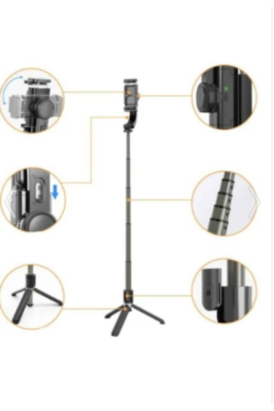 OKMORE Gimbal L08 Anti Shake Profesyonell 360 Bluetooth Telefon Tutucu Ve Tripod - 4