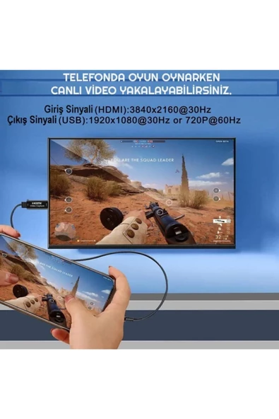 Kuvars Hdmi Video Capture Kart 4k Ps4 Xbox Oyuncu Görüntü Çevirici Aktarıcı Yakalayıcı Adaptör Kaydedici - 6