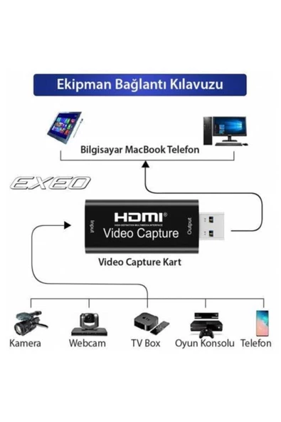 Kuvars Hdmi Video Capture Kart 4k Ps4 Xbox Oyuncu Görüntü Çevirici Aktarıcı Yakalayıcı Adaptör Kaydedici - 3