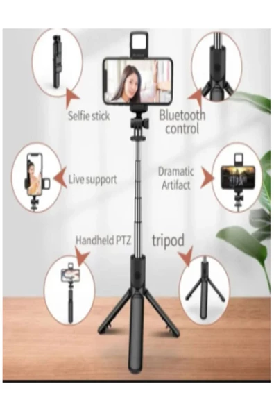 ONREZ Bluetooth Uzaktan Kumandalı Uzatılabilir Alüminyum Selfie Çubuğu (N09S) - 3