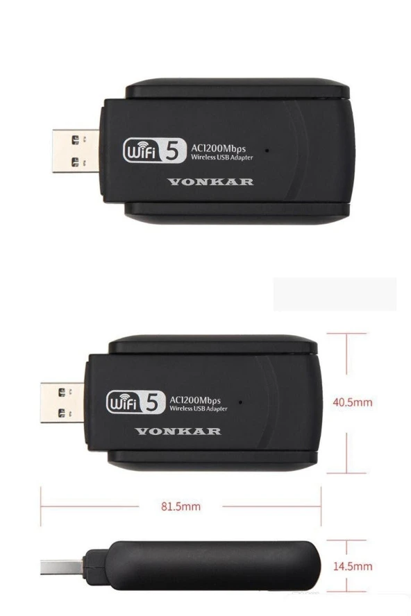 Ac1200 Mbps Dual Band Usb 3.0 Adaptör Kablosuz Wifi Alıcı - 3