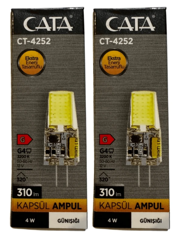 Cata CT-4252 4W 12V 3200K (Günışığı) G4 Duylu Kapsül Ampul (2 Adet) ürün görseli 1