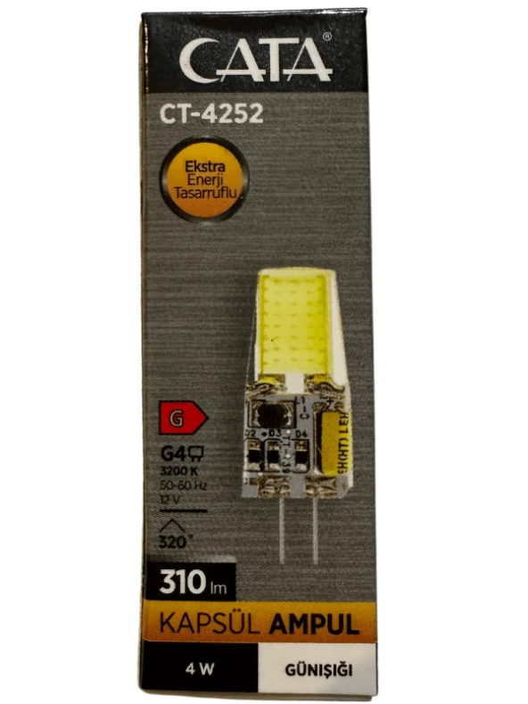 Cata CT-4252 4W 12V 3200K (Günışığı) G4 Duylu Kapsül Ampul (2 Adet) - Resim 2