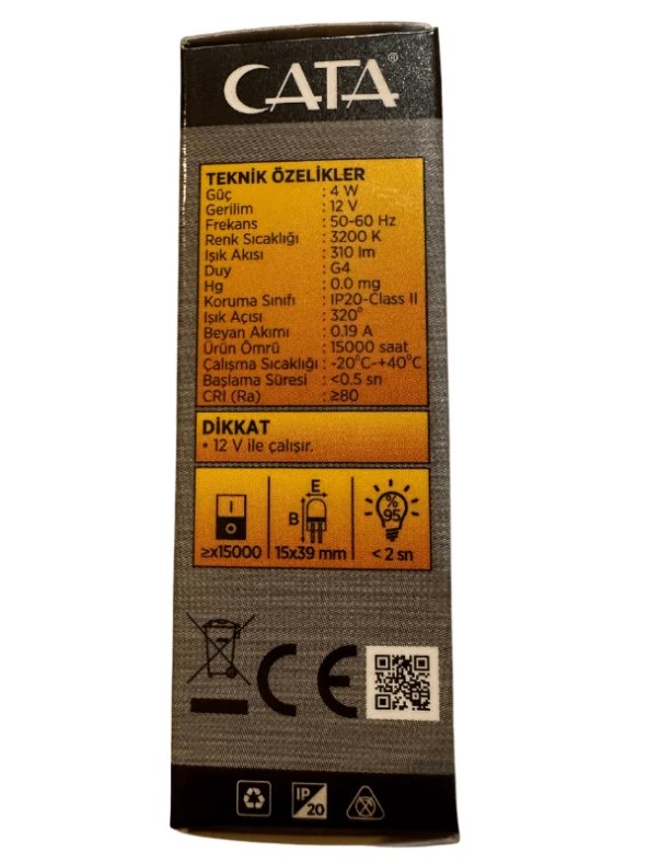 Cata CT-4252 4W 12V 3200K (Günışığı) G4 Duylu Kapsül Ampul (2 Adet) - Resim 4