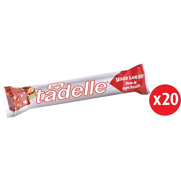 Tadelle Şekersiz Fındık Dolgulu Sütlü Çikolata 30 Gr (20 adet)