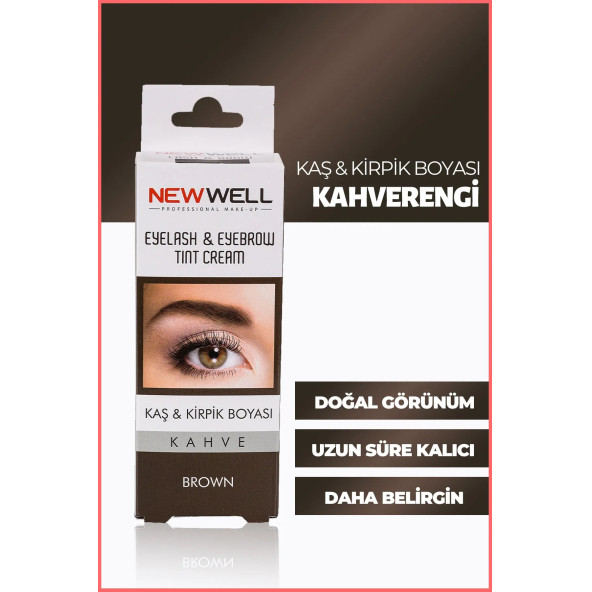 New Well Brown Kaş Kirpik Boyası Kahverengi 15 Ml