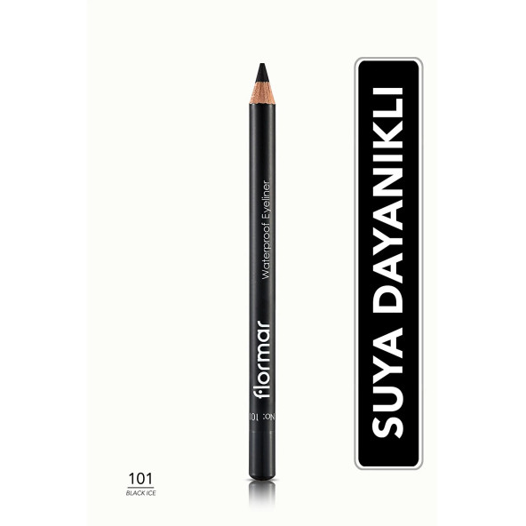 Flormar Mat Bitişli Suya Dayanıklı Göz Kalemi (SİYAH) - Waterproof Eyeliner - 101 Black Ice - 8690604109012