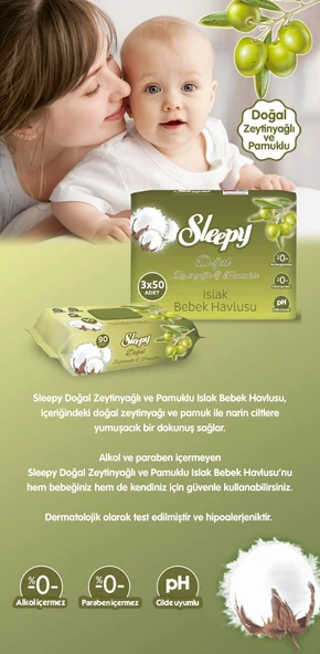 Sleepy Islak Havlu Mendil 90 Yaprak Zeytin Yağlı 3 Lü Pk Avantaj Pk Plastik Kapaklı - 2