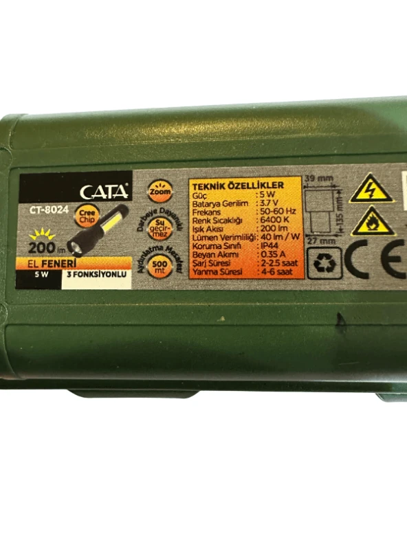 Cata CT-8024 5W Üç Fonksiyonlu El Feneri (8 Adet) - 3
