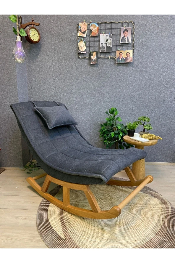 Miskin Naturel Sofa Antrasit Sallanan Sandalye Dinlenme Emzirme Baba Tv Okuma Uzanma Koltuğu Berjer