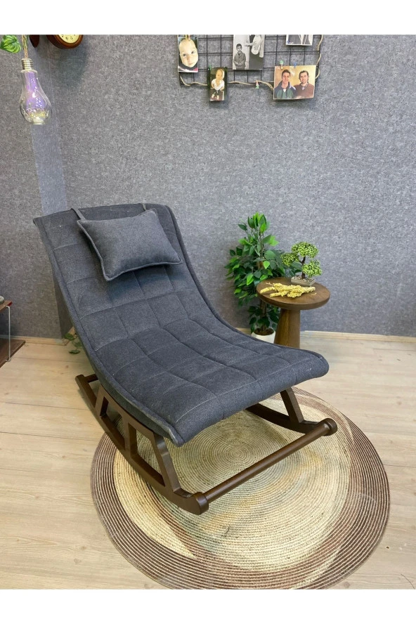 Miskin Ceviz Sofa Antrasit Sallanan Sandalye Dinlenme Emzirme Baba Tv Okuma Uzanma Koltuğu Berjer