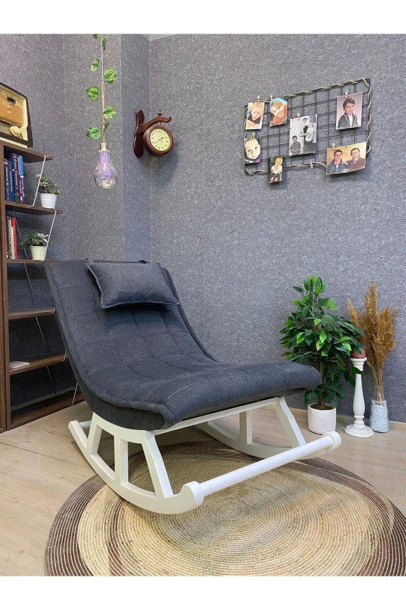 Miskin Lake Sofa Antrasit Sallanan Sandalye Dinlenme Emzirme Baba Tv Okuma Uzanma Koltuğu Berjer