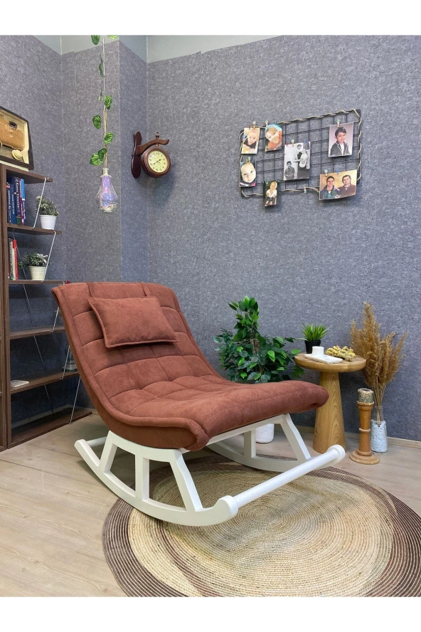 Miskin Naturellake Kiremit Sallanan Sandalye Dinlenme Emzirme Baba Tv Okuma Uzanma Koltuğu Berjer
